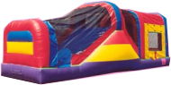 Air Castles' three in one combo unit: Jump, Climb, and Slide Inflatable Moonwalk is 31 feet long, 10 feet wide, and 12 feet high!