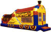 Choo-Choo Jump, Climb and Slide inflatable is 32'10" long x 10'6" wide x 12'8" high and sure to be incredibly successful at your party!